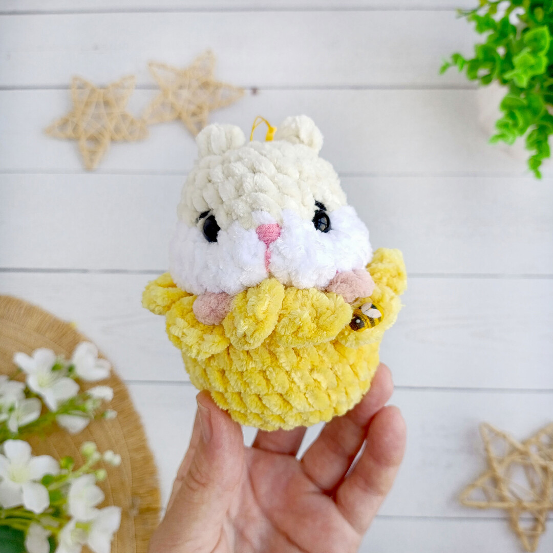 Хомячок в цветке, фото, картинка, схема, описание, бесплатно, крючком, амигуруми