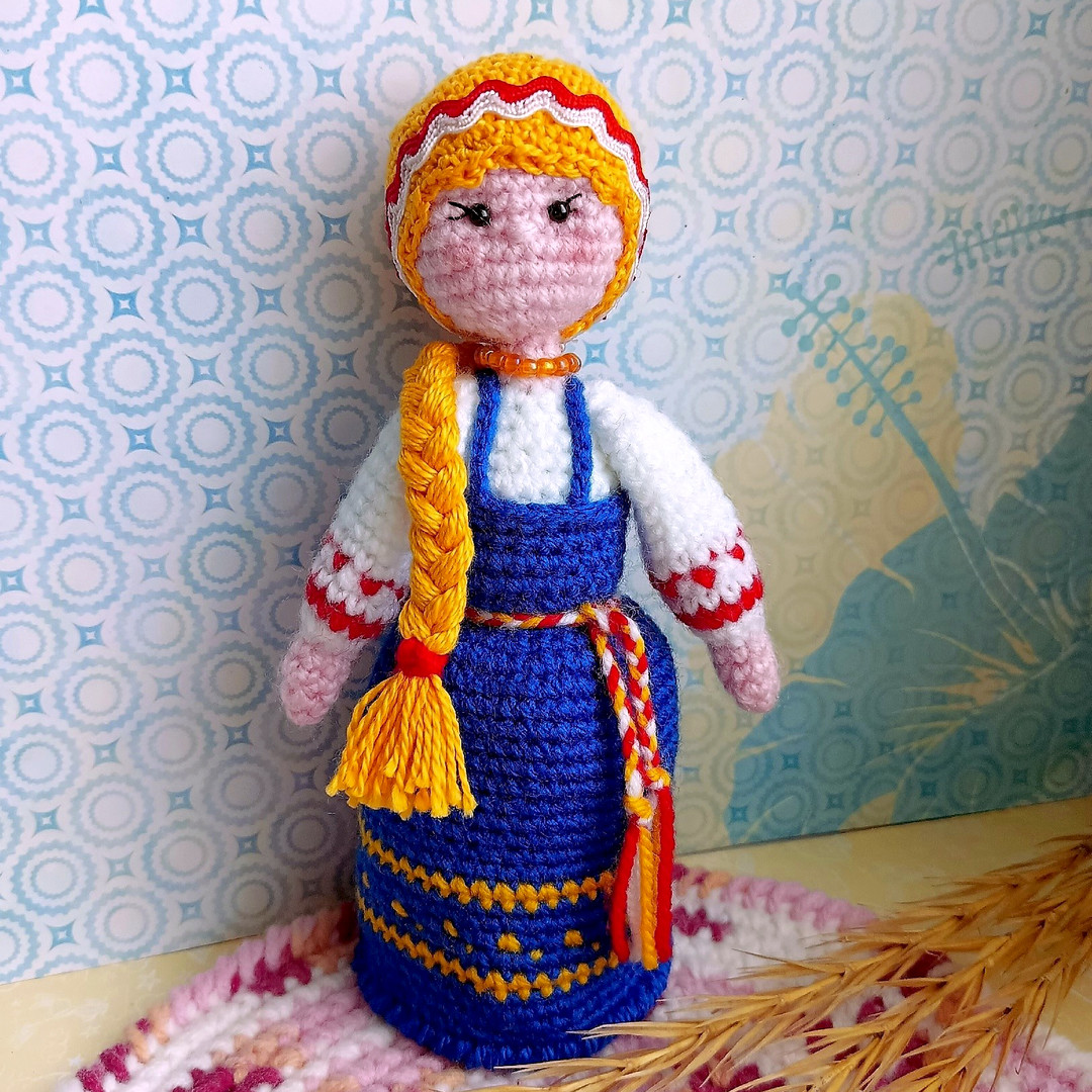 Схема Кукла в русском сарафане крючком