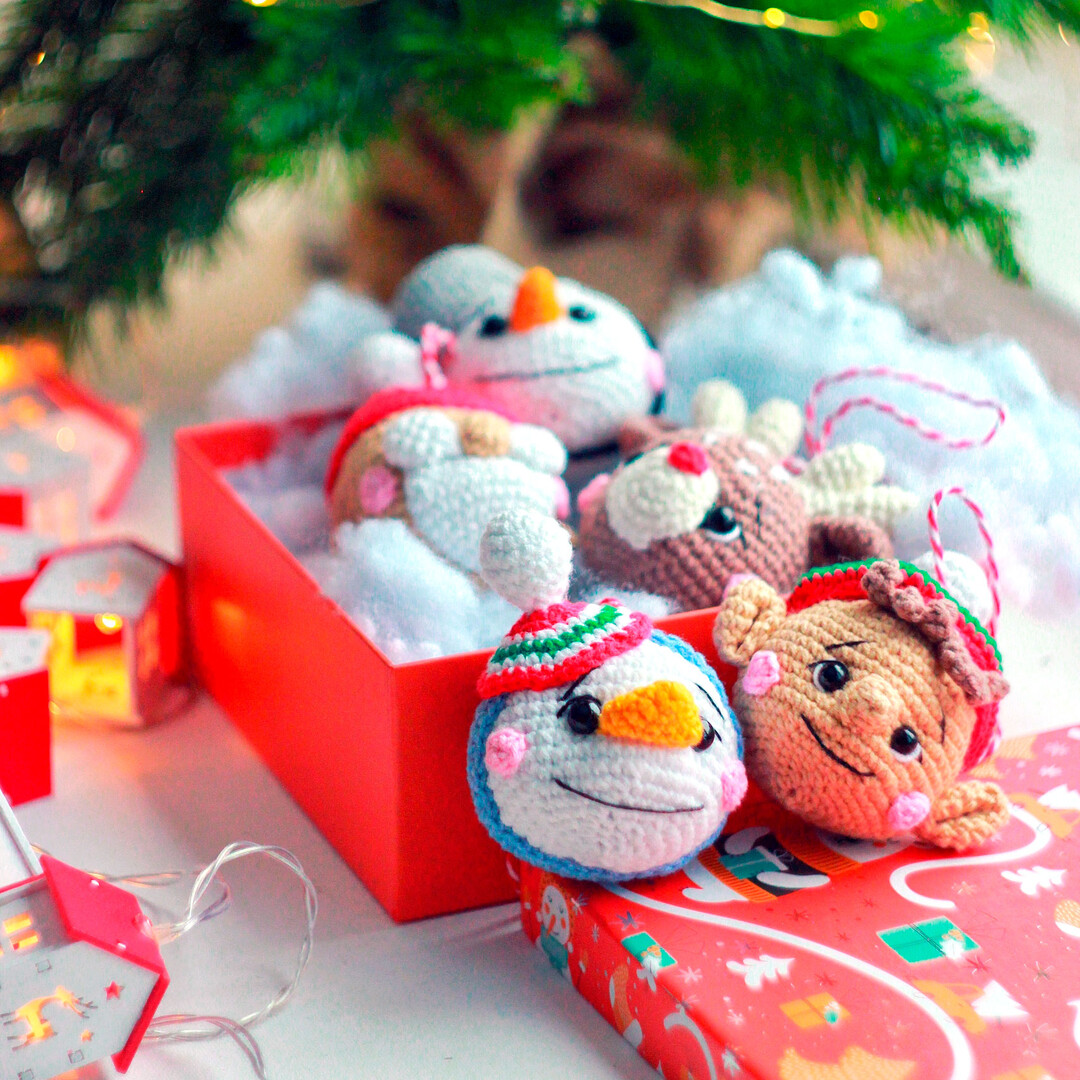 Новогодние шарики, фото, картинка, схема, описание, бесплатно, крючком, амигуруми