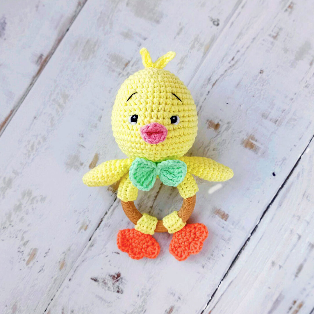 Погремушка Цыплёнок, фото, картинка, схема, описание, бесплатно, крючком, амигуруми