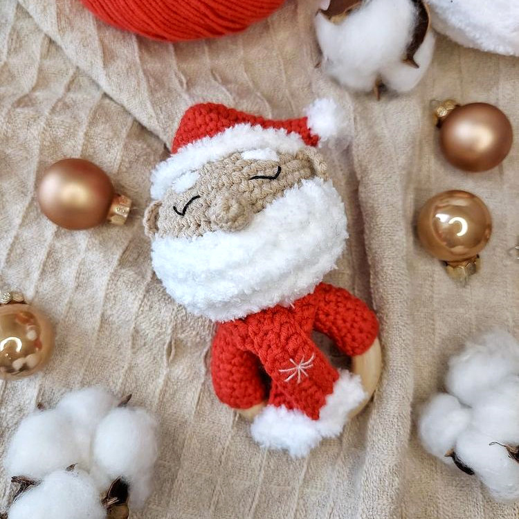 Погремушка "Дед Мороз", фото, картинка, схема, описание, бесплатно, крючком, амигуруми