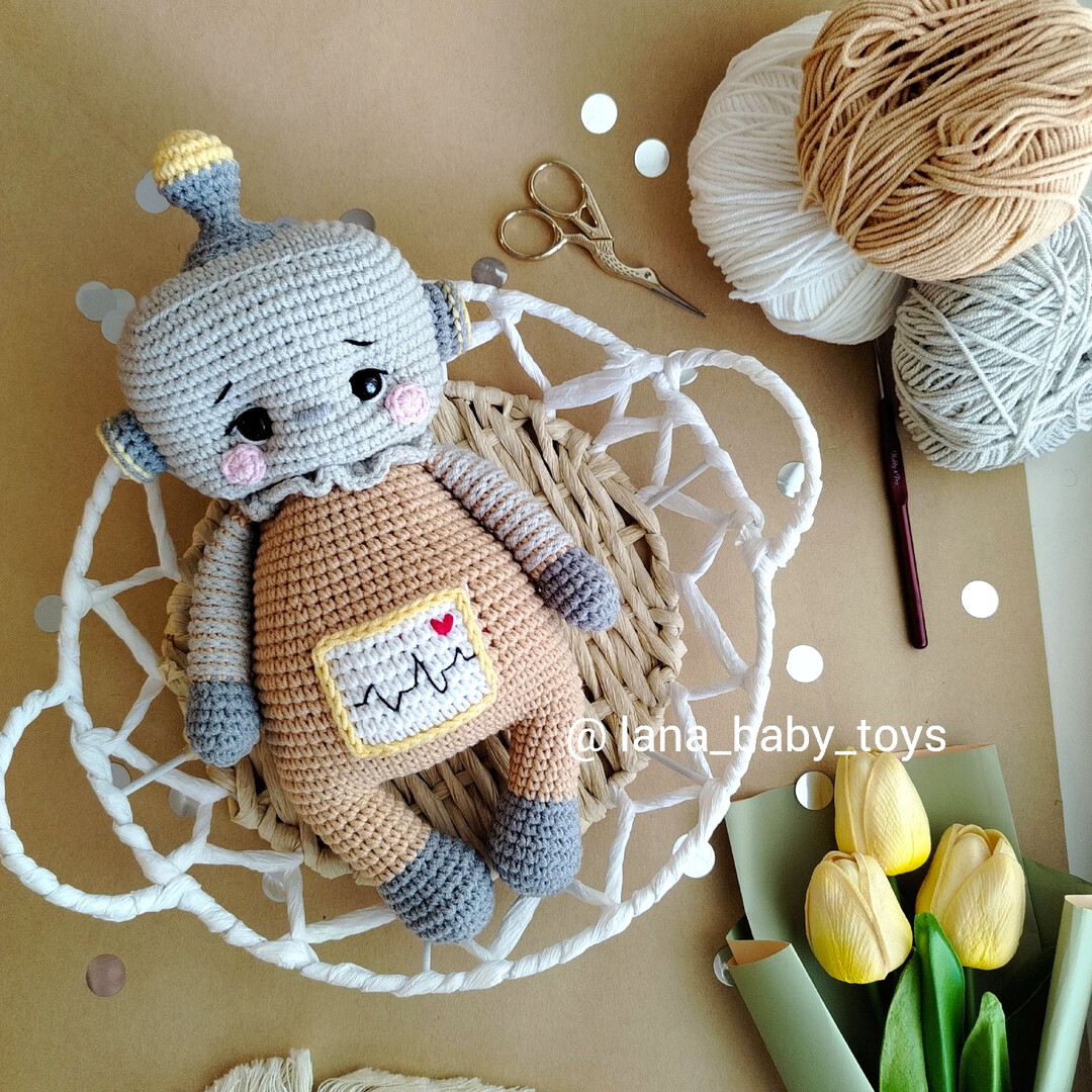 Робот, фото, картинка, схема, описание, бесплатно, крючком, амигуруми