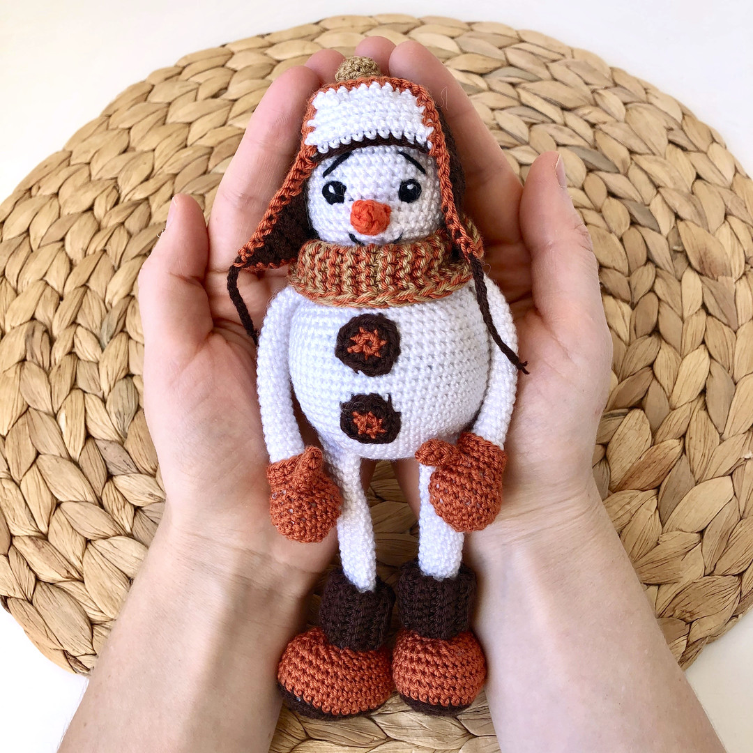 Снеговик в шапке-ушанке, фото, картинка, схема, описание, бесплатно, крючком, амигуруми