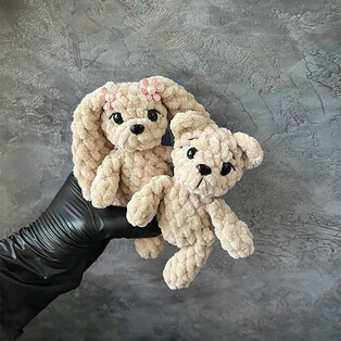 PDF Мишка Тедди и зайка Соня схема вязаной игрушки крючком