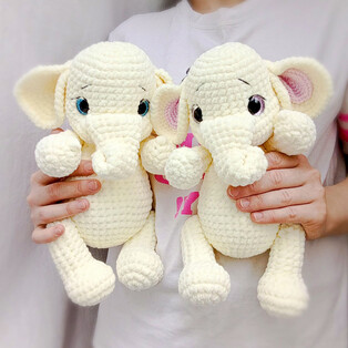 PDF Молочные слонята Пэнни и Рэнни схема вязаной игрушки крючком