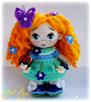 PDF Пупс-малышка Солнечная Июнечка схема вязаной игрушки крючком