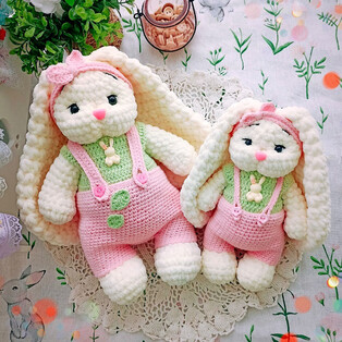 PDF Зайчик Бу и Бубу схема вязаной игрушки крючком